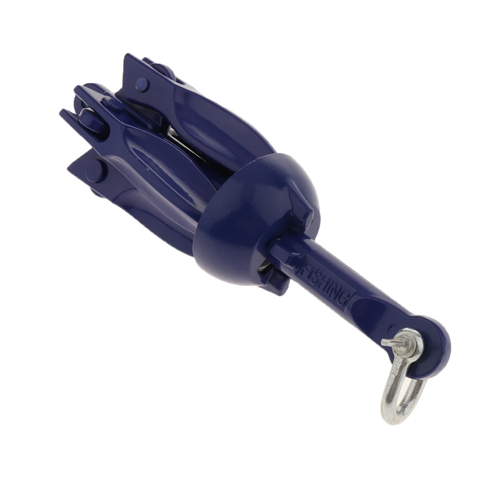 Solid Grapnel Folding Anchor For Kayak Fishing With Anti-rust Blue Coating