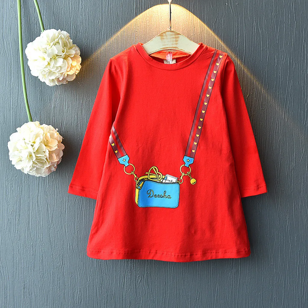 Новинка года, детское платье принцессы с буквенным принтом для маленьких девочек, одежда
