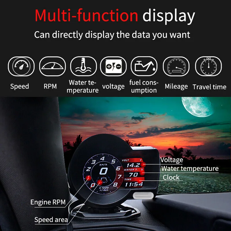 

2019 Car Digital Display Instrument Durable Water Temperature Speed Displays Vehicle Modification Accessories CSL88