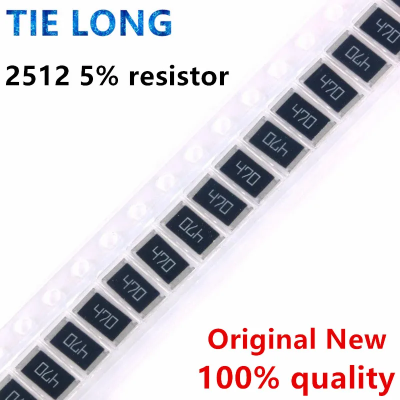 2512 5% SMD resistor 1W 10R 22R 24R 27R 30R 33R 36R 39R 43R 47R 51R 56R 62R 68R 22 24 27 30 33 36 39 43 47 51 56 100 ohm 50pcs smd resistor smd chip resistor