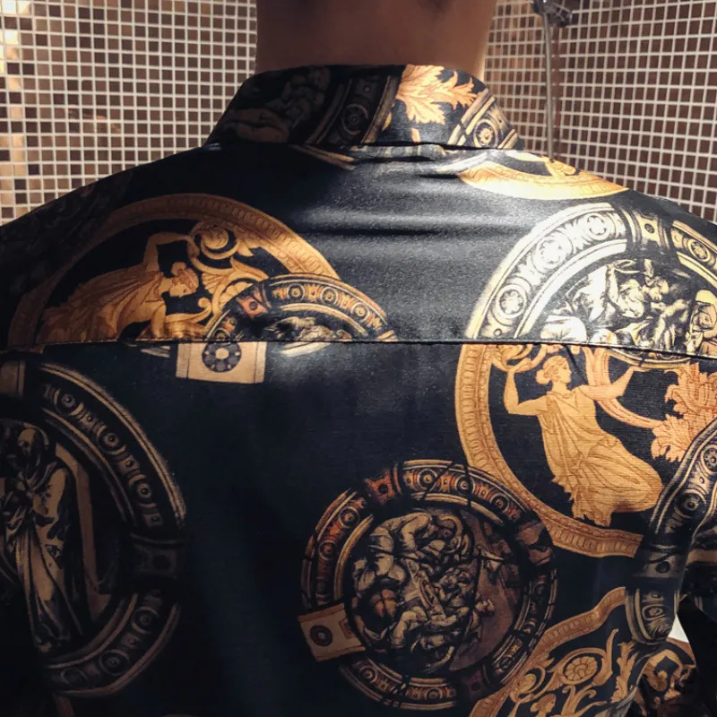 Мужские рубашки с принтом Иисуса, повседневные облегающие рубашки Camisa Masculina, дизайнерские уличные рубашки, Мужская одежда, мужская одежда, Chemise Homme