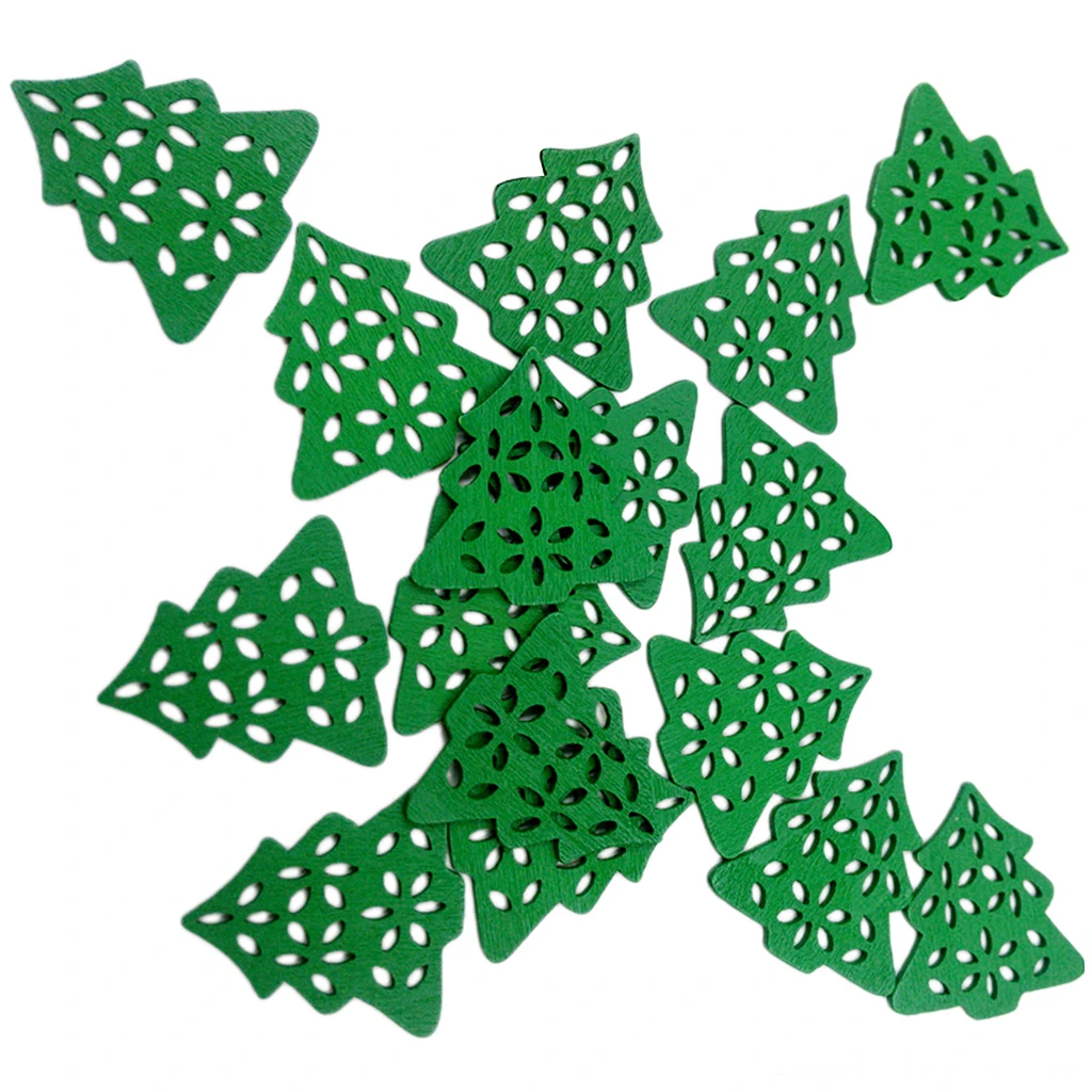 50 Pieces Wooden Mdf Green Christmas Tree Craft Shapes Wood Tags Embellishments Xmas Decorations Pendant Drop Ornaments Aliexpress