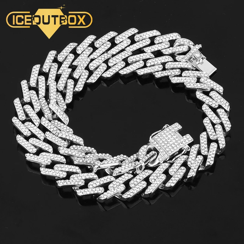 ICEOUTBOX Майами кубинской Для мужчин в стиле хип хоп Цепочки и ожерелья полностью из
