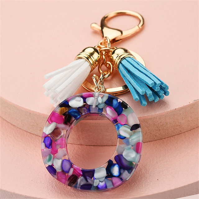 Women Keychains 26 Glitter Hollowed-out Words Handbag Tassel English Letter Keyring with Puffer Ball Charms Free Shipping