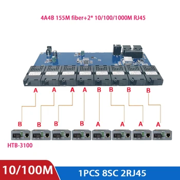 

10/100/1000M Fast Ethernet switch Converter 2 RJ45 and 8 SC fiber Ports and 1 RJ45 and 1 SC fiber Port media converter