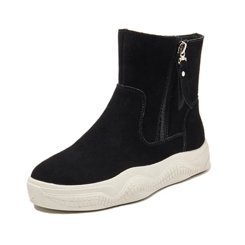 Suede Boots Women Winter Shoes Genuine Leather Women Ankle Boots Warm Cow Leather Shoes Ladies Height Increasing 5cm A1879