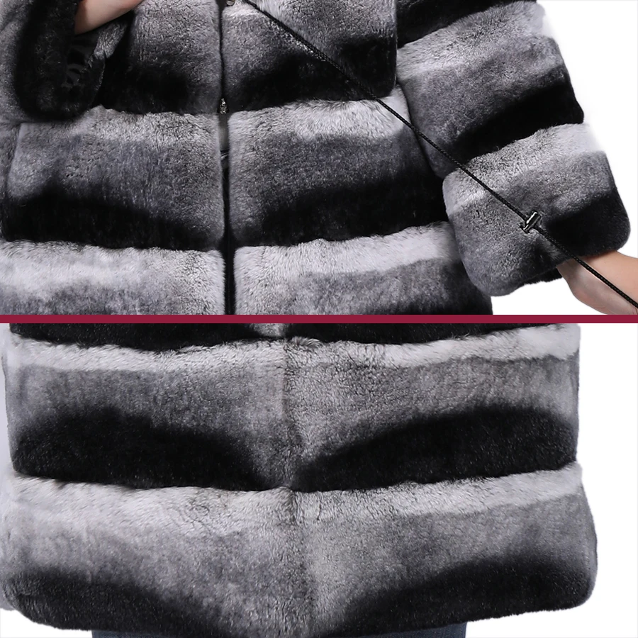 Новое поступление, женская верхняя одежда из кроличьего меха шуба из Шиншиллы, зимняя натуральная Меховая куртка пальто, плюс размер, Индивидуальный бренд