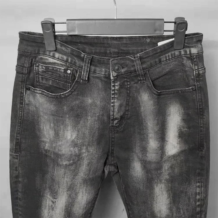 Осенне-зимние черные серые мужские классические джинсы, узкие Стрейчевые брюки, джинсы K813