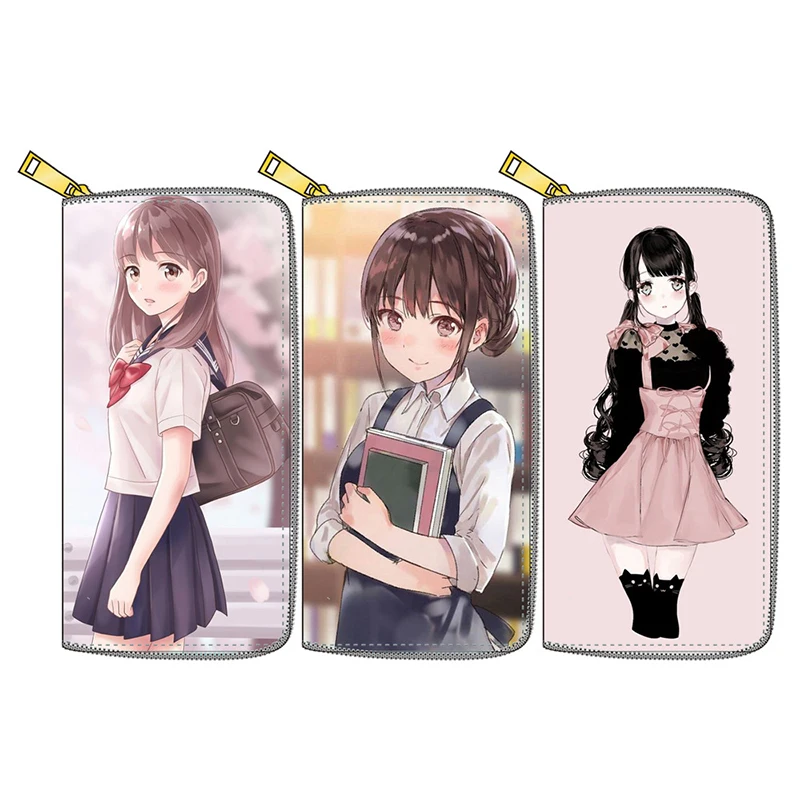 

Cartoon Wallet for Fashion Girl Long PU Leather Purse Card Holder Purse with Zipper for Gift Money Bag