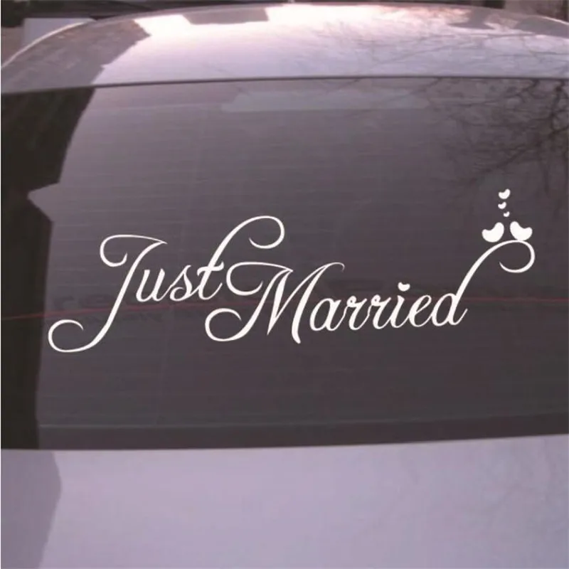 100pcs Just Married Car Decals Window Stickers Window Cling 8' x 23.5' White Perfect for Wedding Honeymoon