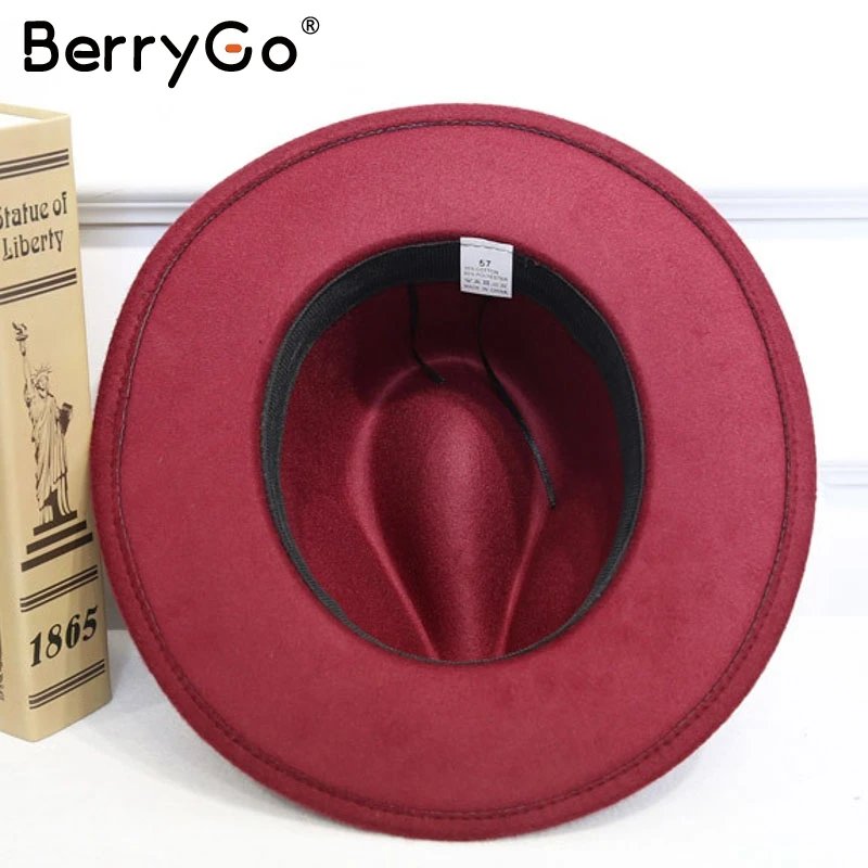 BerryGo широкоугольная шерстяная Фетровая Шляпа Fedora женская элегантная осенне-зимняя шляпа от солнца винтажная Дамская Черная джазовые шляпы уличные шапки