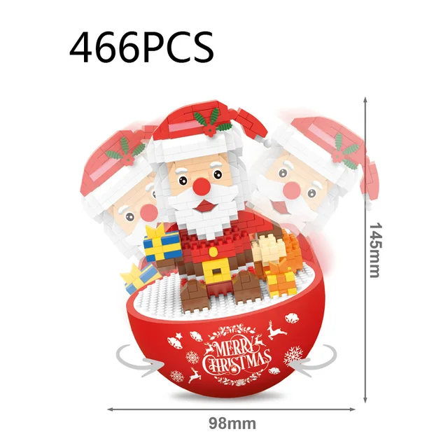 Idea cartoon moc Santa Claus Tumbler micro diamond block DIY lucky cat roly-poly nanoBRICKS toys collection building bricks 2