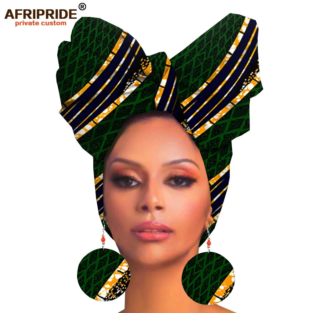 African headwraps and earings for women african head scarf ankara traditional headtie scarf turban print wax AFRIPRIDE A19H008