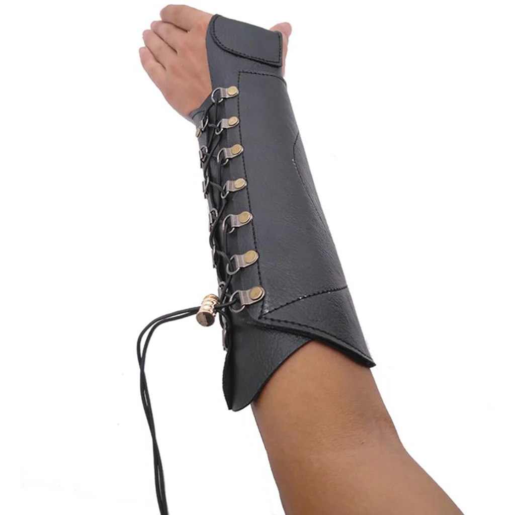 PU Leather Archery Arm Guard Protection Safe Guard Adjustable Wristband Archery Arm Guard Glove for Bow Hunting