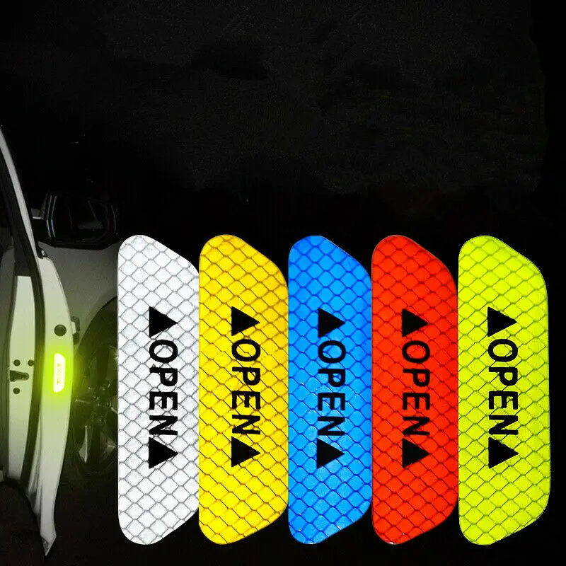 

CK3226#9.3*2.5cm 4 PCS Car anti-collision strips open reflective car stickers traffic safety warning stickers door opening decor