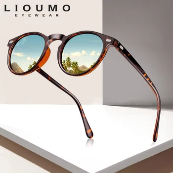 

LIOUMO DESIGN Unisex Ultralight TR90 Polarized Sunglasses Men Women Driving Round Pink Shades Vintage Sun Glasses Gafas De Sol