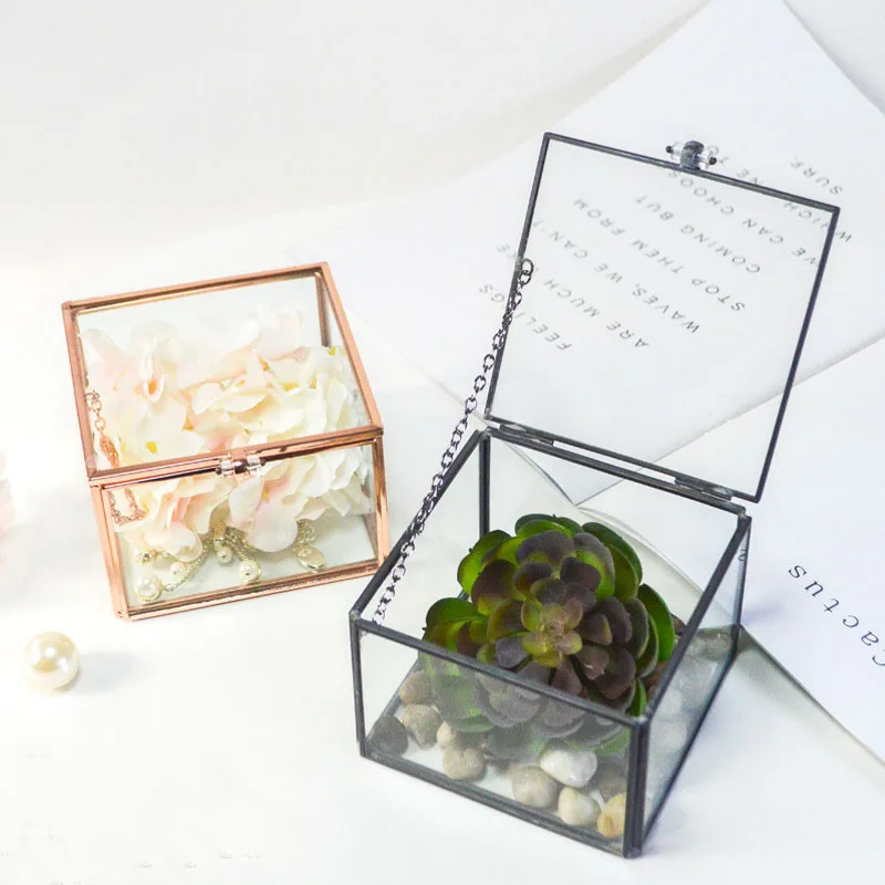Стекло квадратной формы коробка для хранения цветов Свадебная коробка для колец Yongsheng коробка для цветов стеклянные ремесла украшения дома