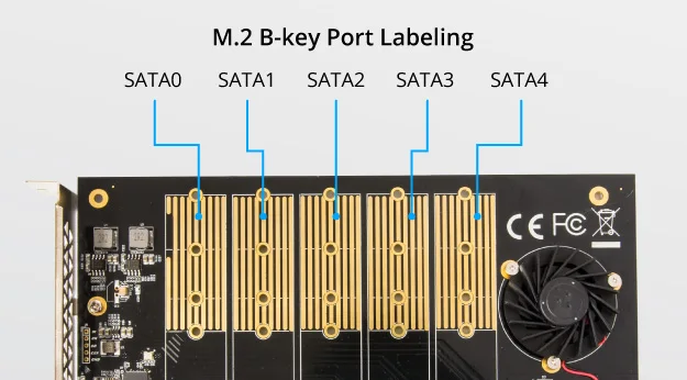 IOCREST PCIe 3,0 до 5 M.2(SATA) B-key Поддержка карт размером 2280, 2260, 2242 и 2230