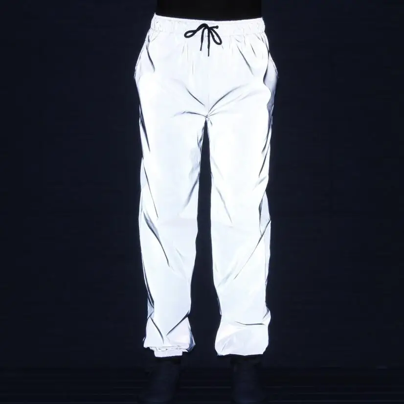 Streetwear Men Women Ladies Hip Hop Reflective Dance Pants Slim Fit Tracksuit Bottoms Jogging Joggers Reflective Pants Trousers