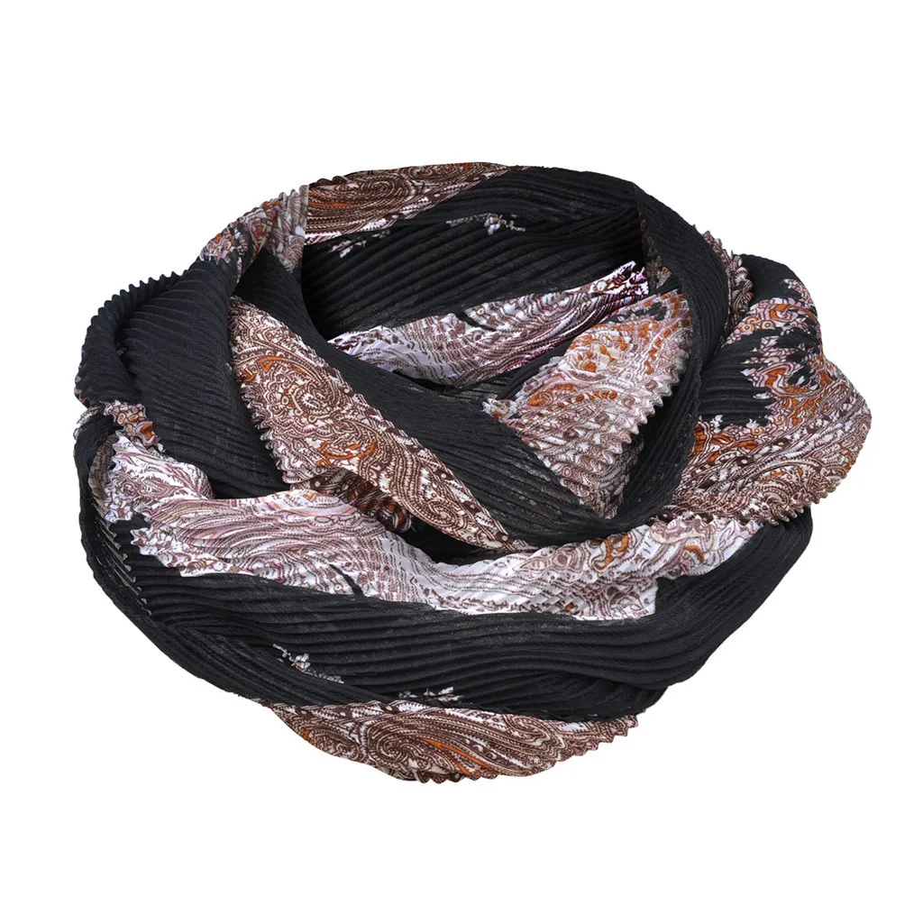 Черный new autumn Winter Women Soft Chiffon Print Convertible Infinity Loop Scarf Scarves Outdoor Ski Climbing Scarf For women#930 - Цвет: Черный