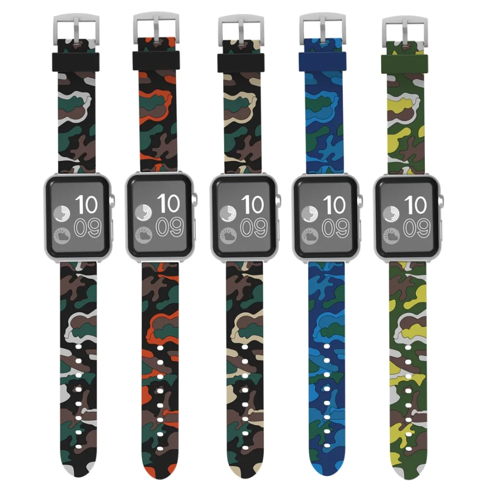 Силиконовый ремешок для apple watch band apple watch 4 3 band 44 мм 40 мм Iwatch band 42 мм 38 мм Камуфляжный браслет аксессуары для часов