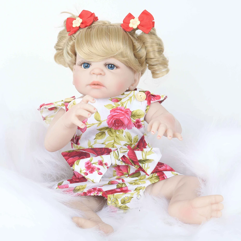 55 см полное Силиконовое боди Reborn Baby Doll игрушка для девочки винил новорожденная принцесса Интерактивная кукла-Пупс Bebe Boneca Bathe игрушка подарок на день рождения