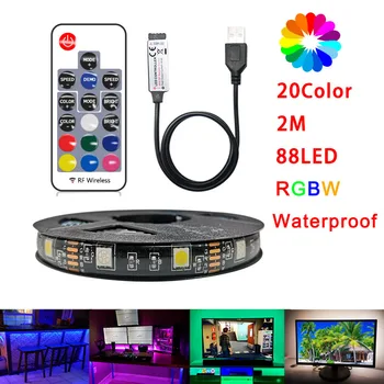 

USB LED Strip Light DC 5V 5050 RGB RGBW 17Key 3Key 24Key Remote Controller Color Changeable Living Room TV Background Lighting