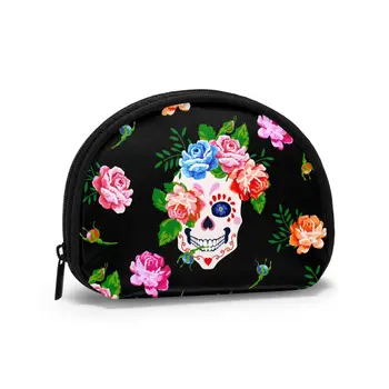 

Wallets Women Zipper Coin Purses Clutch Wallet Female Money Credit Card Holder Suger Skull And Rose