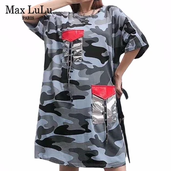 

Max LuLu New 2020 Summer Korean Fashion Style Ladies Camouflage Dresses Womens Vintage Patchwork Dress Casual Vestidos Plus Size