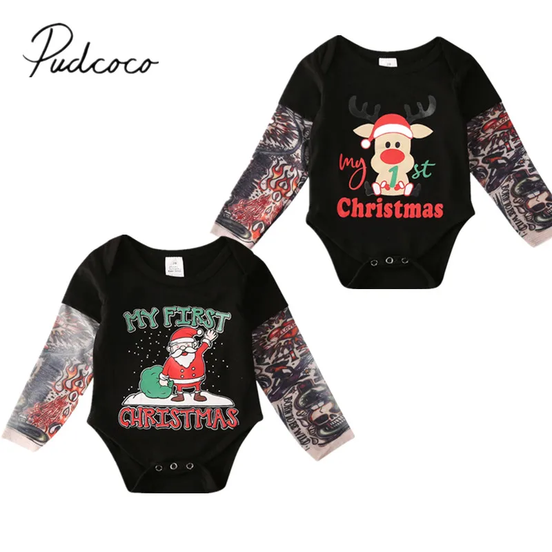 2020 Baby Spring Autumn Clothing Christmas Infant Boy Tattoo Long Sleeve Romper Bodysuit Xmas Fashion Jumpsuits Clothes |