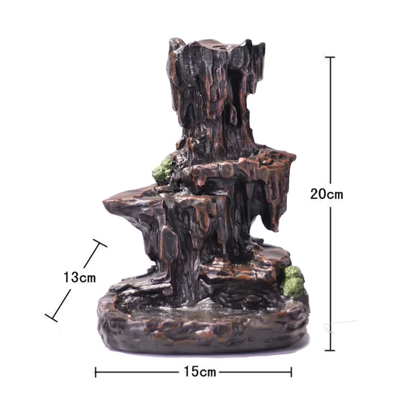 

Resin Incense Burner Mountain Shape Smoke Waterfall Backflow Incense Burners Censer Holder Decoration