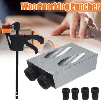 

8PCS/Set 6mm 8mm 10mm Woodworking Pocket Hole Jig Angle Drill Guide Set Hole Puncher Locator Jig Drill for Carpentry