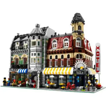 

DHL Creator MOC City Street View Cafe Corner Hotel playmobil Lepinblocks 10182 Light Kits Toys Lepining Brick Blocks Gifts 15002