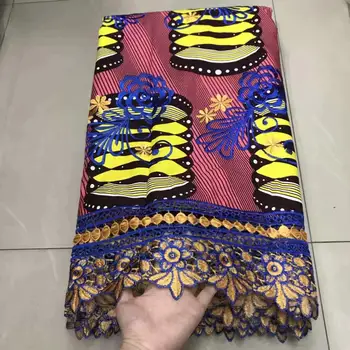 

African 100% cotton Ankara wax lace fabric for sewing women dress High quality embroidery print wax guipure laces fabrics!AE-66