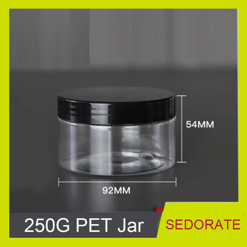 Прозрачная баночка Sedorate 30 шт./лот с черной крышкой 250 г контейнер для пудры маской