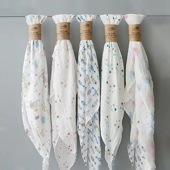 

1Pc Muslin 100% Cotton Baby Swaddles Soft Newborn Blankets Bath Gauze Infant Wrap Sleepsack Stroller Cover Play Mat Baby