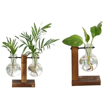 3 бутылки, винтажный стиль, стеклянный Настольный растительный бонсай, цветок, Рождественское украшение, ваза с деревянным лотком L/T формы, домашний декор Acce