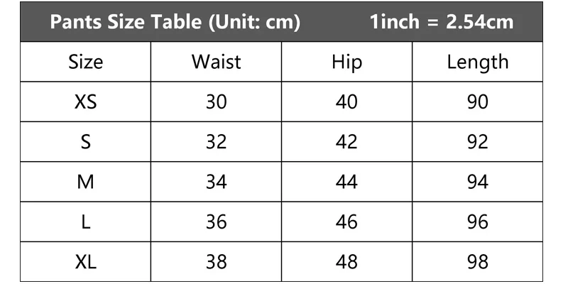 SIZE TABLE