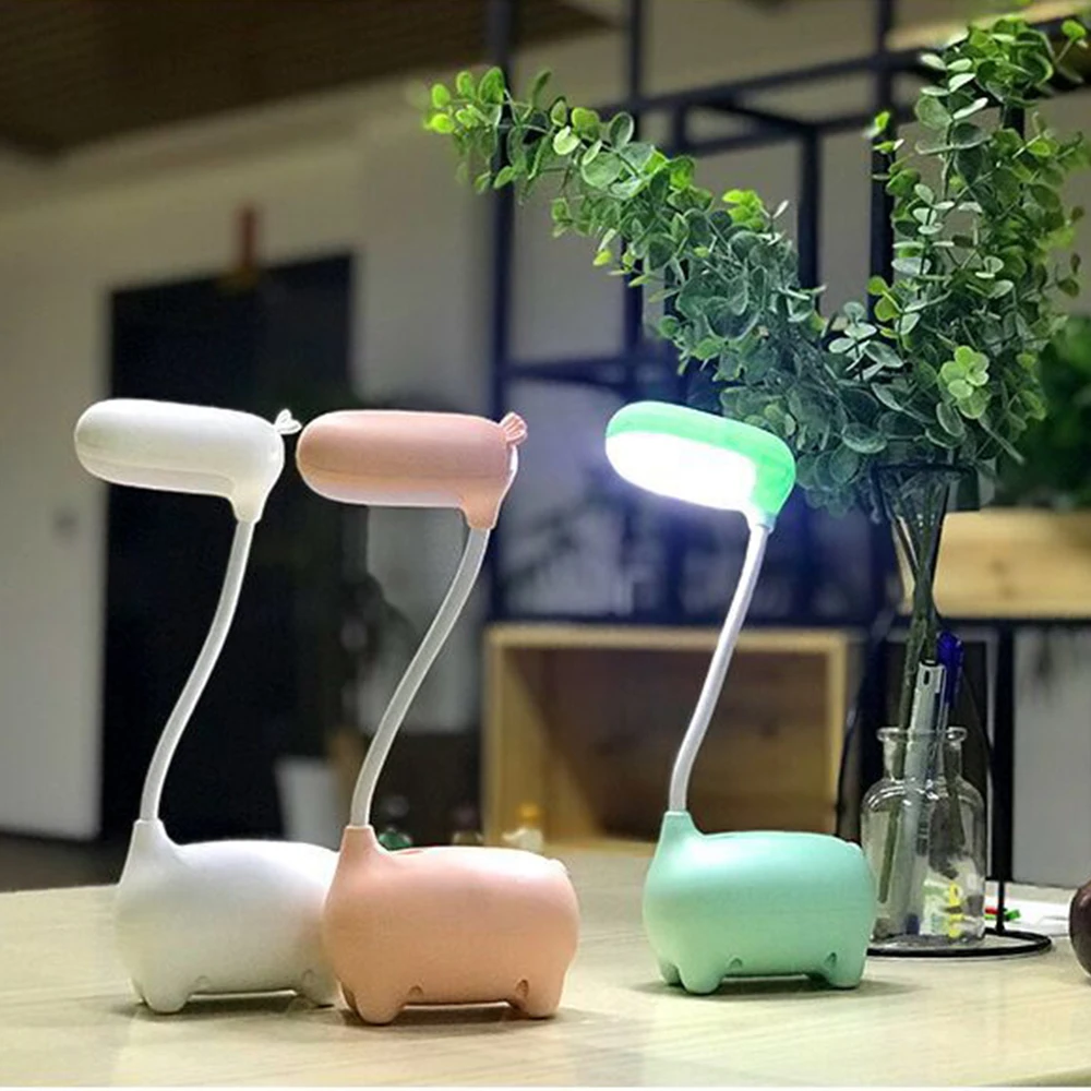 

Table Lamp LED Rechargeable Reading Light Push Button Switch Cartoon Cute Deer Type USB Led Desk Lamp for Bedroom