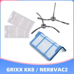 Escova lateral hepa & kits de filtro principal para grixx kk8/nerbvac2 robô aspirador peças reposição acessórios