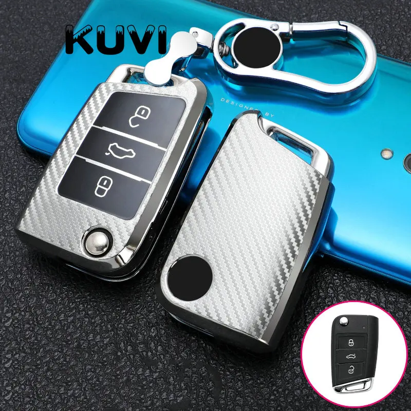 Funda protectora de carbono para llave de coche, cubierta de Tpu para Volkswagen Golf 7 MK7 Tiguan MK2, SEAT Ateca Leon FR 2 Ibiza, Skoda Octavia A7
