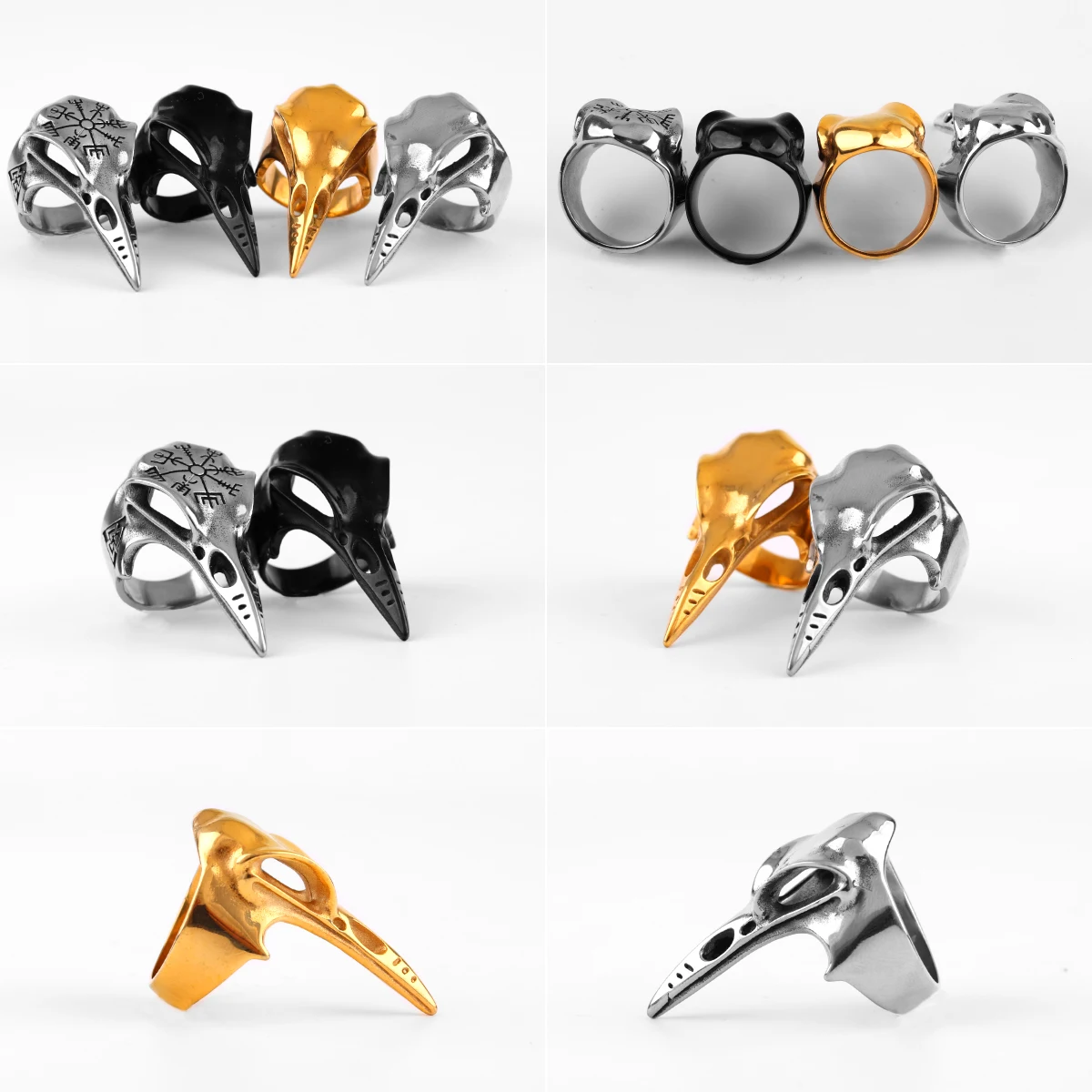 Viking Crow Skull Stainless Steel Mens Rings Punk Amulet Gothic for Male Boyfriend Biker Jewelry Creativity Gift Wholesale 5