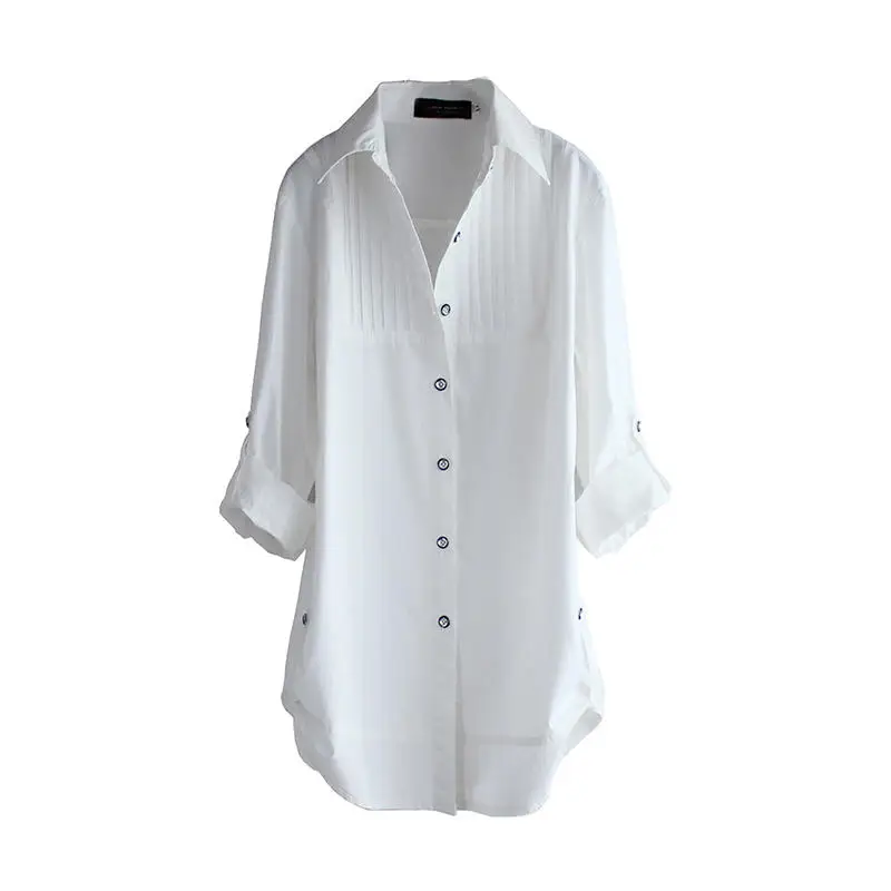 Pus размер 5XL Женские топы и блузки длинные хлопковые белые рубашки Camisa Feminina Женские топы с длинным рукавом Женские рубашки Блузка C5592