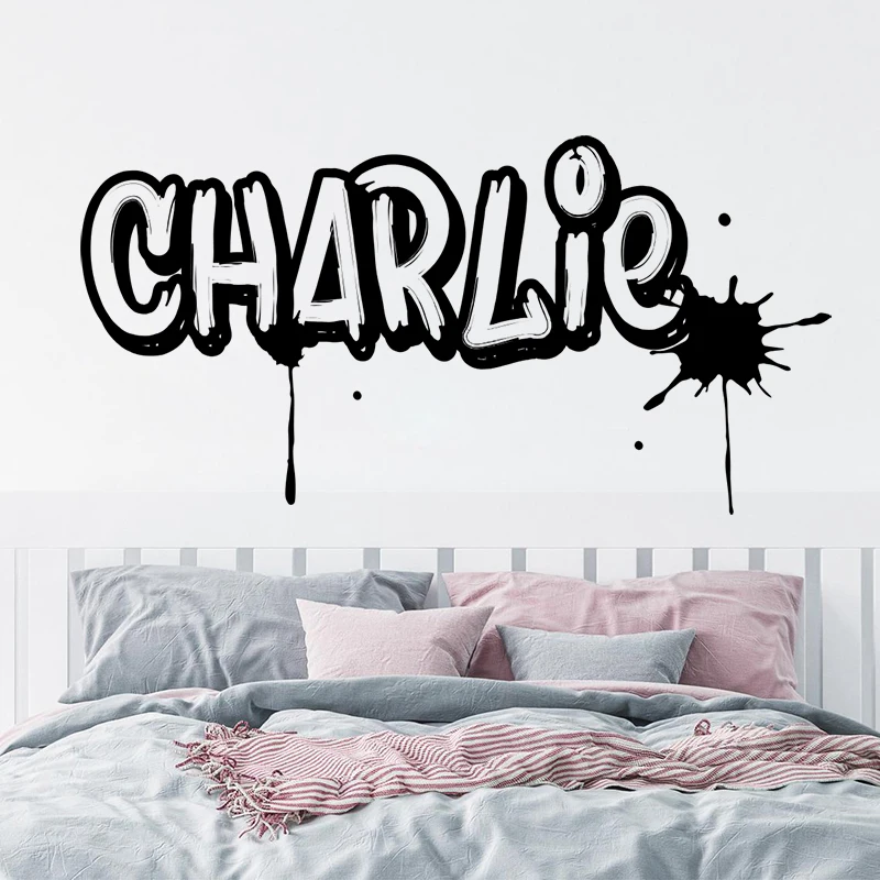 Custom Name Graffiti Street Art Wall Sticker Baby Nursery Kids Room Banksy Personalized Name Graffiti Wall Decal Game Playroom