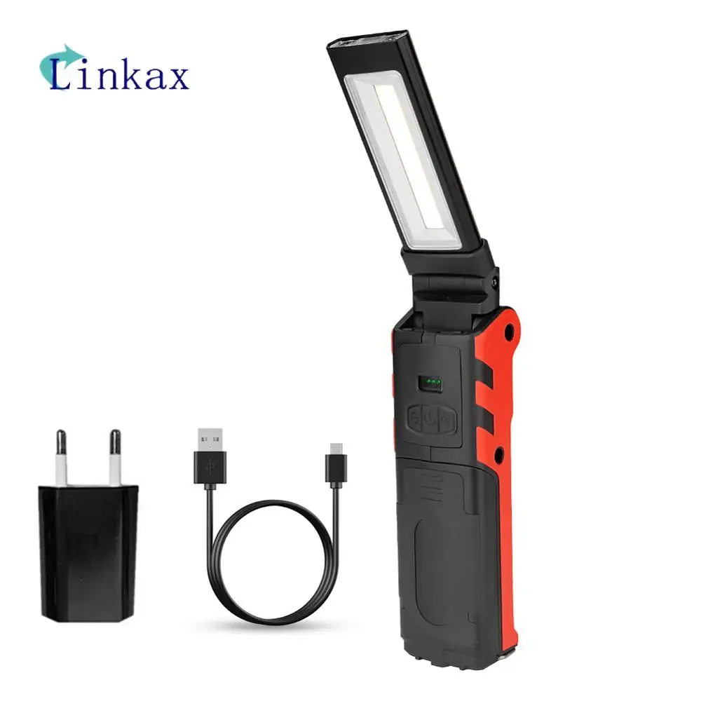 COB LED Work Light USB Rechargeable Flashlight Magnetic Hanging Hook Lamp Car Repair Inspection Lamp For Outdoor Camping