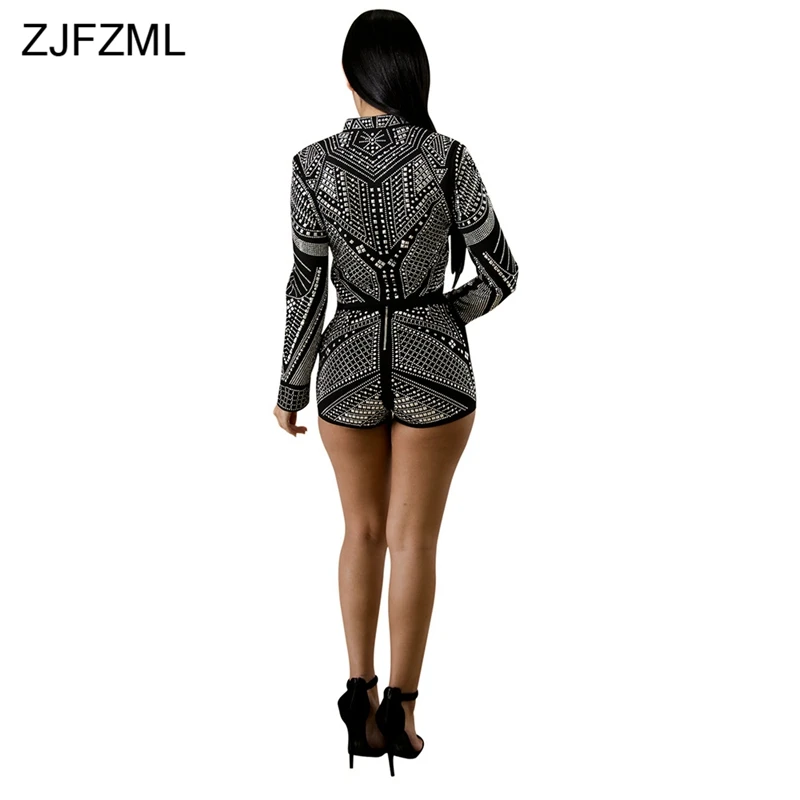 ZJFZML, черные стразы, Ретро стиль, комплект из двух предметов, для женщин, глубокий v-образный вырез, полный рукав, оболочка, куртка, сексуальная, высокая талия, для вечеринки, короткая