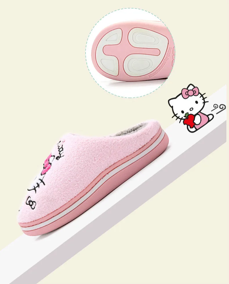 Детские хлопковые тапочки «hello kitty»; зимняя домашняя обувь для родителей и девочек; Детская домашняя обувь; милые теплые тапочки; детские рождественские Тапочки
