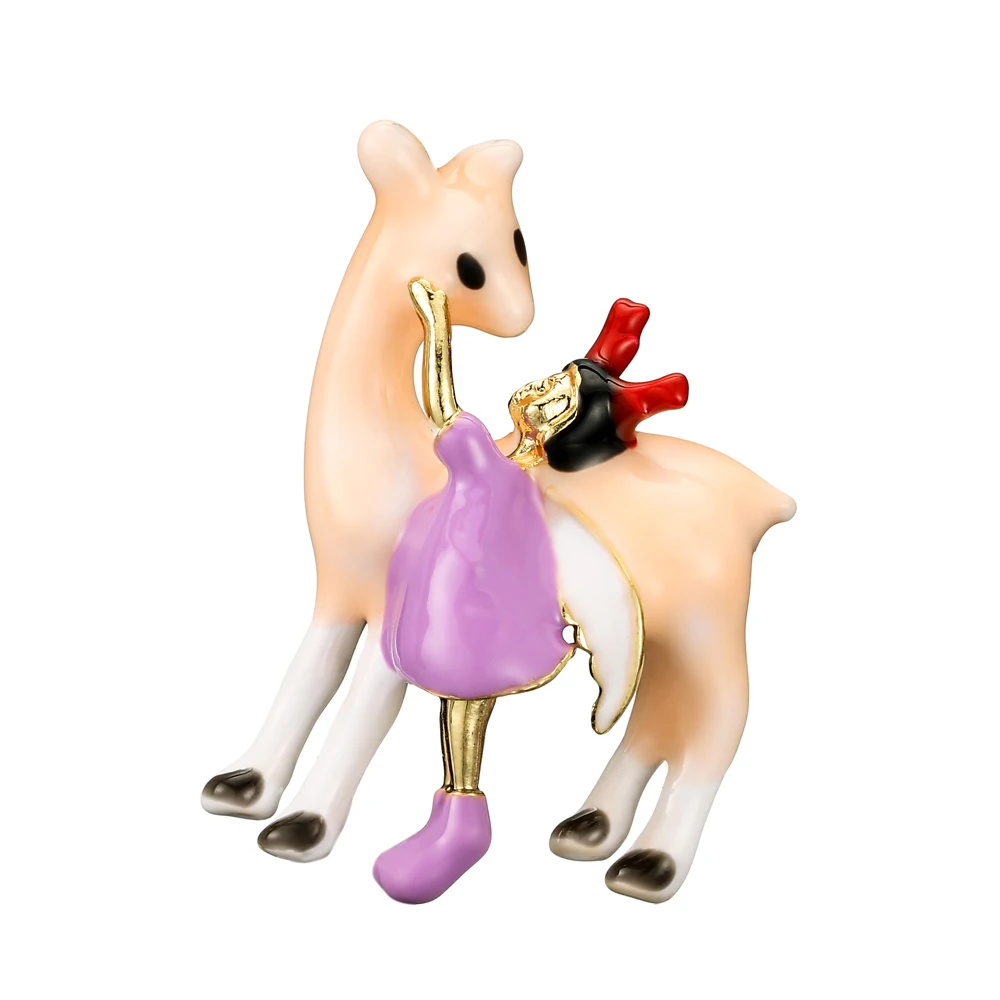 pink horse CINDY XIANG красивая брошь в виде фламинго и девушки, дизайн, брошь в виде птицы, 2 цвета, детские украшения, зимние аксессуары - Окраска металла: pink horse
