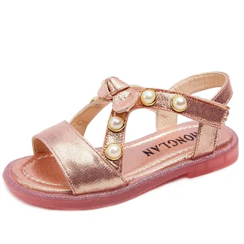 

fashion girl shoes popular sandals for girl Pearl knot solid patent leather children shoes Princess dress sandals shoes autumn