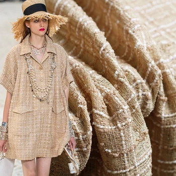 

50x150cm France Light Camel Tweed Fabrics For Woman Autumn Jacket Dress Suits Garment Materials The DIY Sewing Cloth